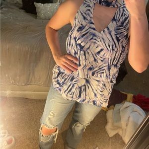 Blue and White tank top